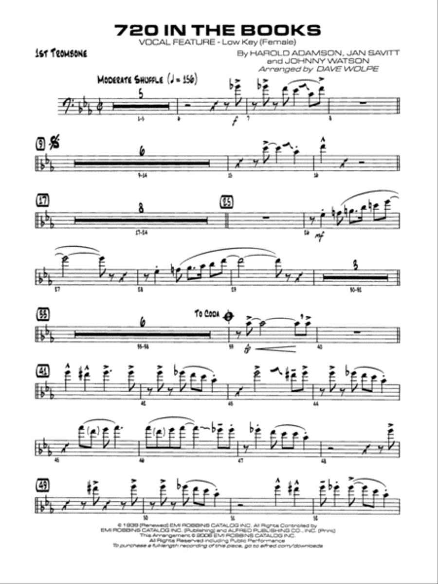 720 in the Books: 1st Trombone Jazz Ensemble scores gallery preview page 1