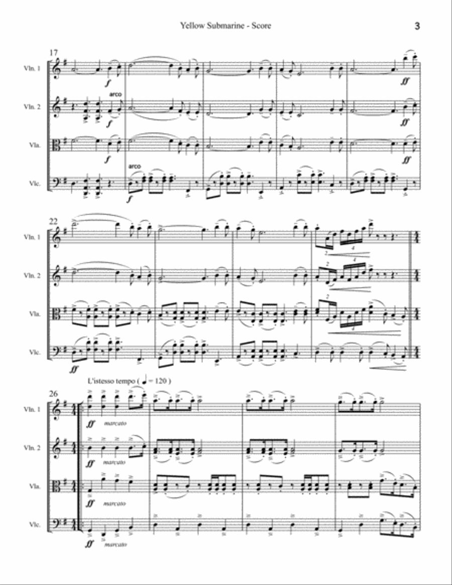 Yellow Submarine String Quartet scores gallery preview page 3