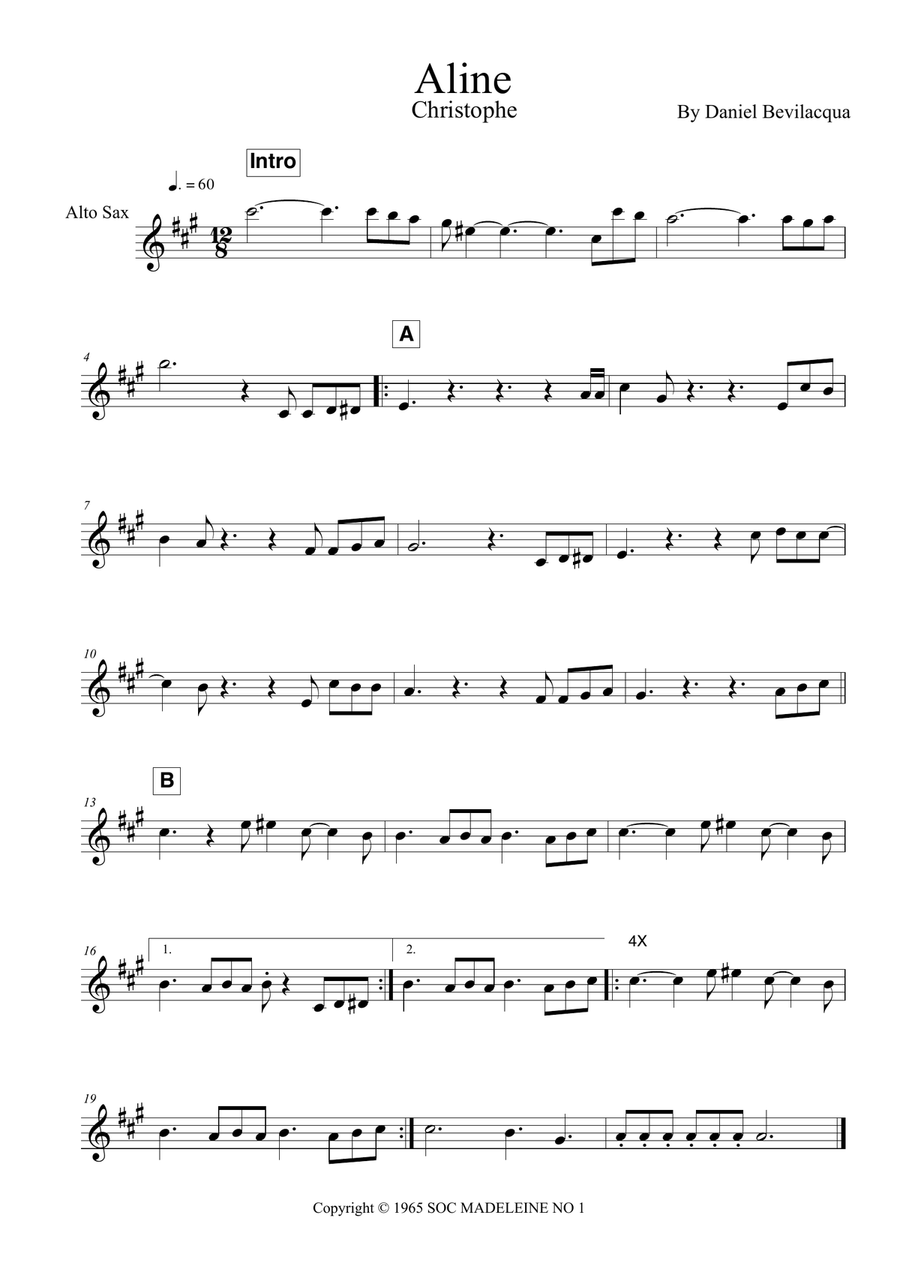 Aline Alto Saxophone scores gallery preview page 1