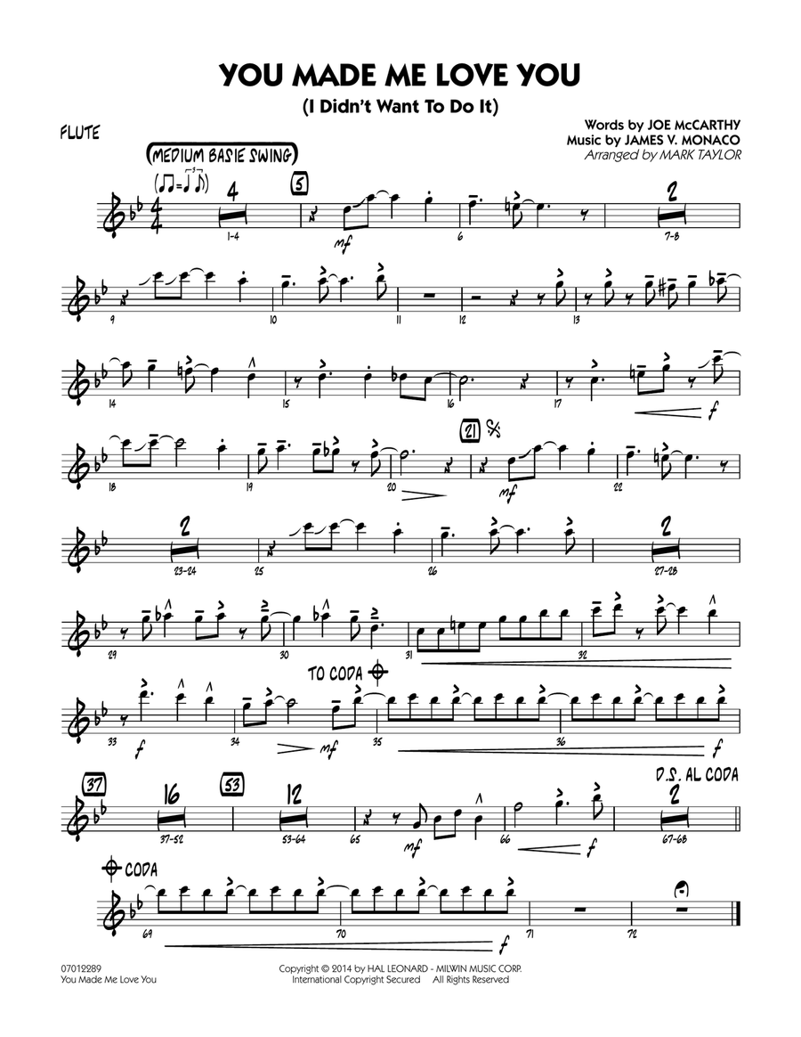 You Made Me Love You (I Didn't Want to Do It) - Flute