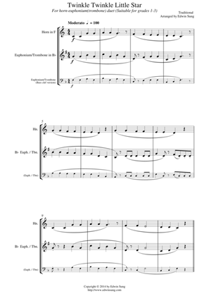Twinkle Twinkle Little Star (for horn-euphonium(trombone) duet, suitable for grades 1-3)