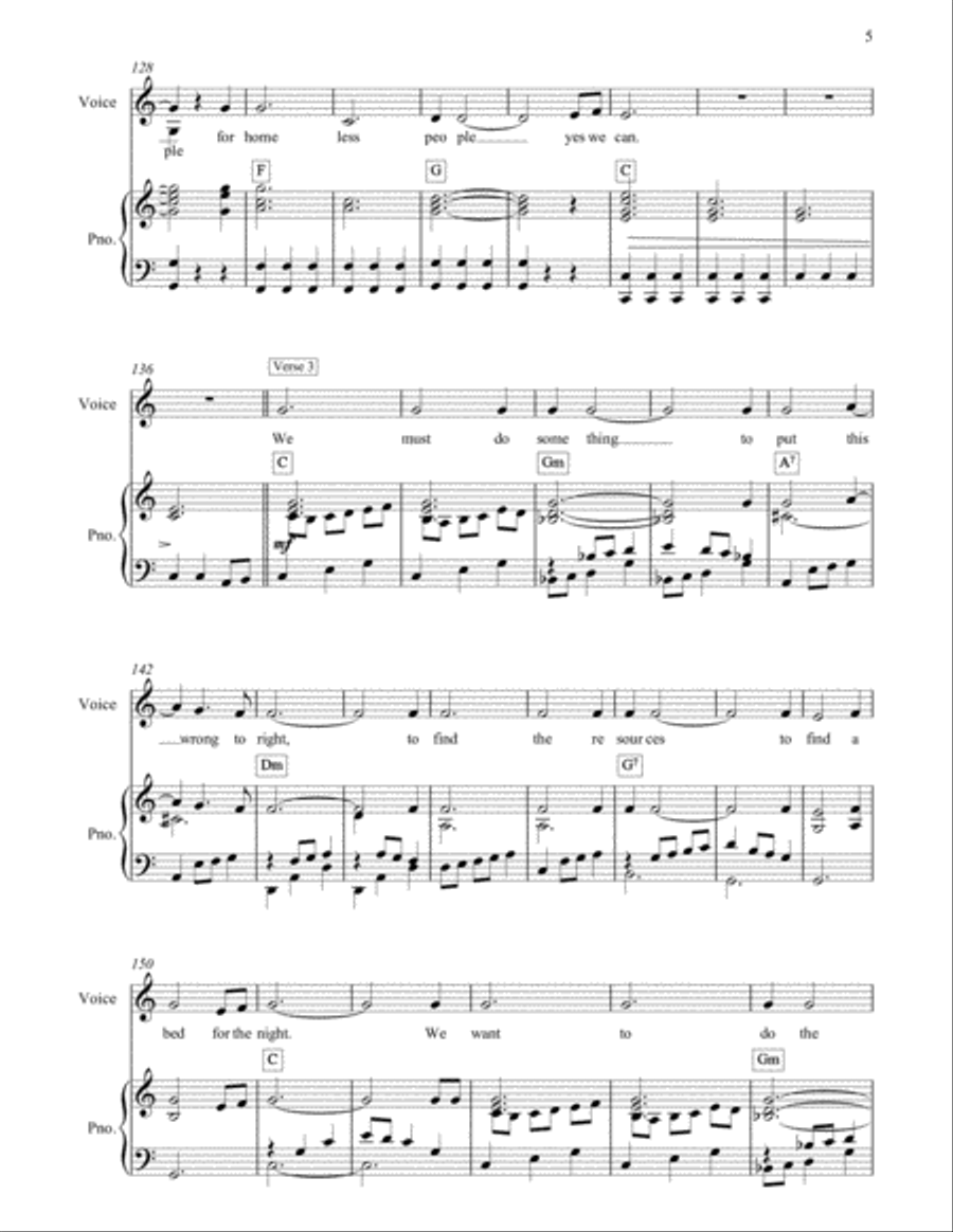 Homeless People - An Anthem for childrens choir Unison Choir scores gallery preview page 6