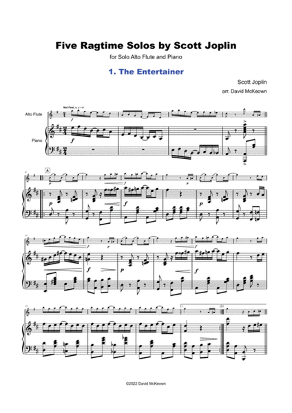 Five Ragtime Solos by Scott Joplin for Alto Flute and Piano
