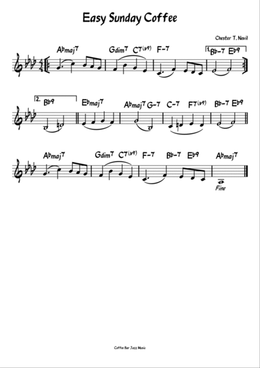 Café Jazz Music with Relaxing Piano; Complete Concert-pitch Lead Sheets Piano scores gallery preview page 3