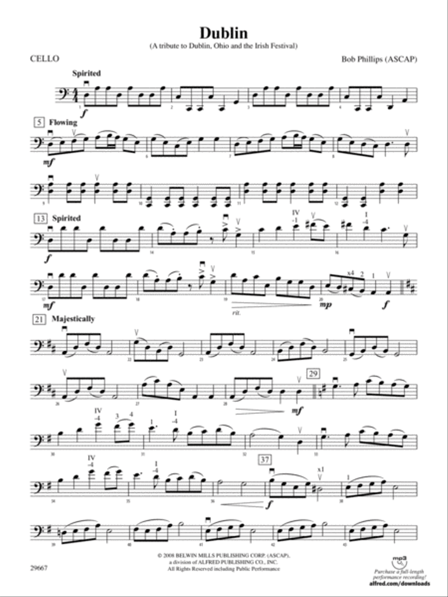 Dublin (A tribute to Dublin, Ohio and the Irish Festival): Cello String Orchestra scores gallery preview page 1