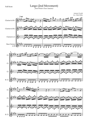 Book cover for Largo from Winter (Antonio Vivaldi) for Clarinet Quartet
