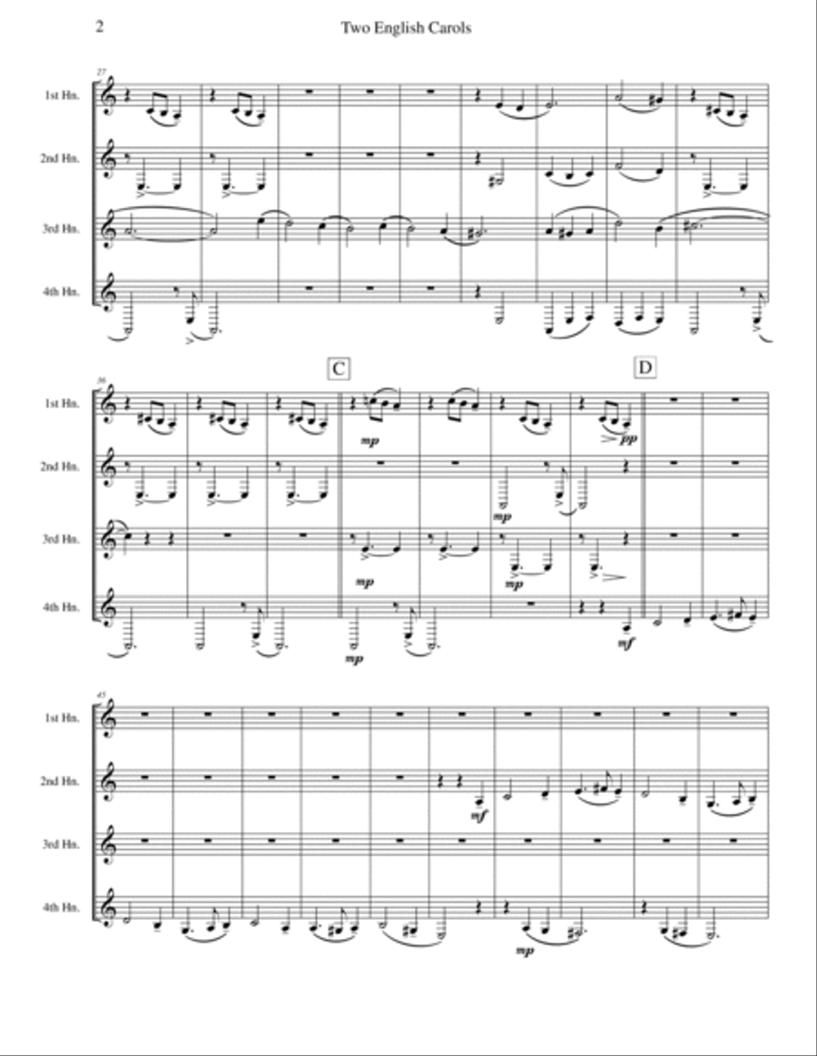 Two English Carols (Coventry Carol; What Child Is This?) - Horn Quartet Brass Quartet scores gallery preview page 2