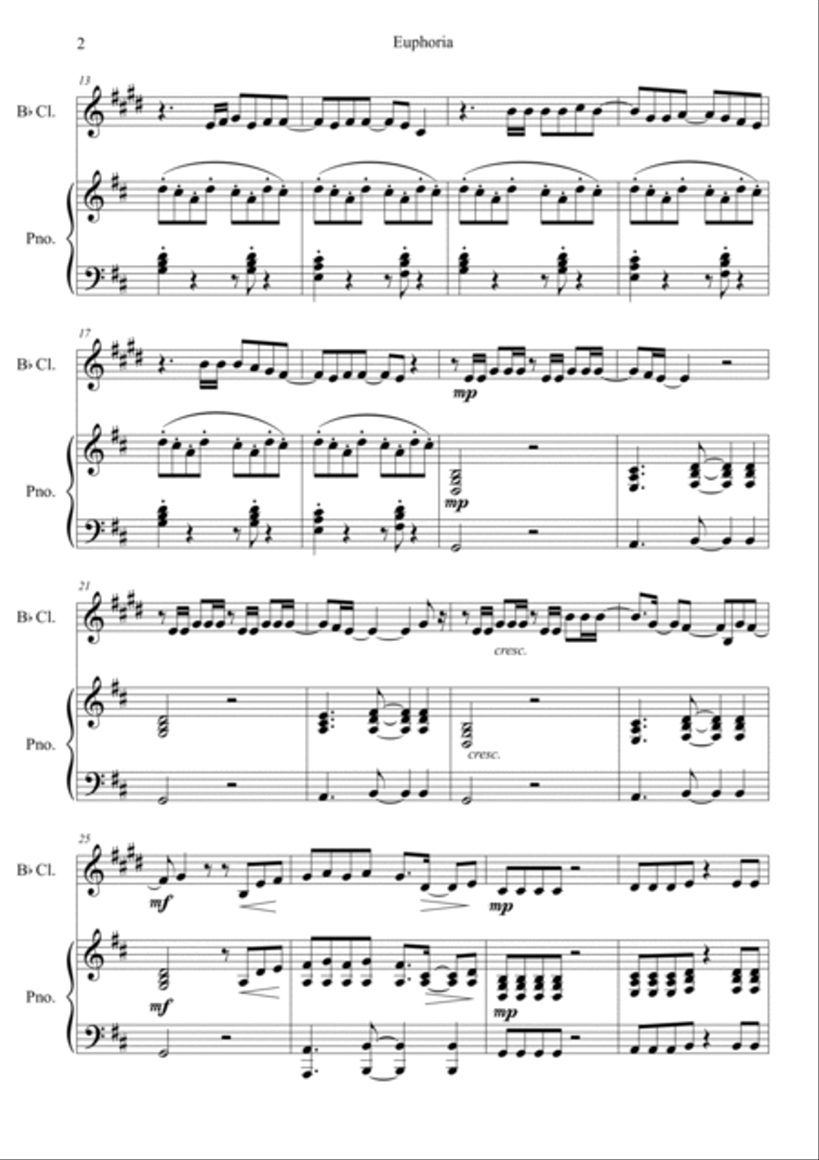 Euphoria Clarinet Solo scores gallery preview page 2