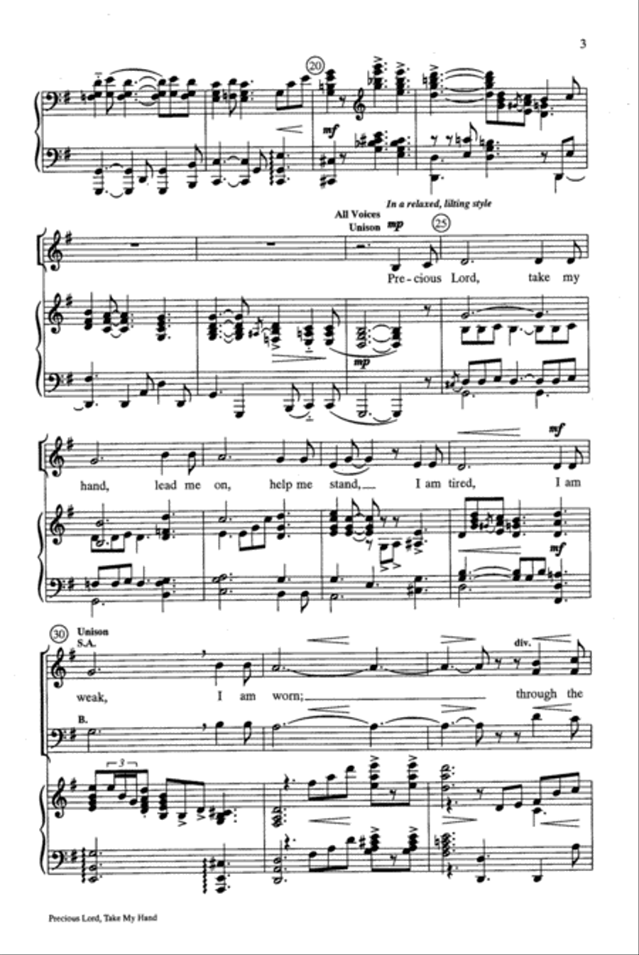 Precious Lord, Take My Hand 4-Part scores gallery preview page 3