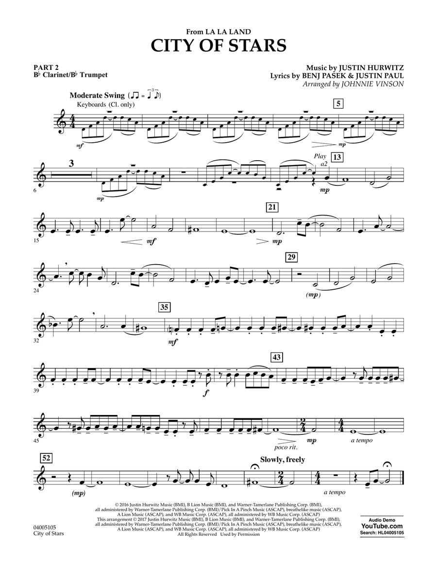 City of Stars (from La La Land) - Pt.2 - Bb Clarinet/Bb Trumpet Concert Band scores gallery preview page 1