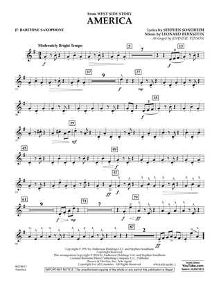 Book cover for America (from West Side Story) (arr. Vinson) - Eb Baritone Saxophone