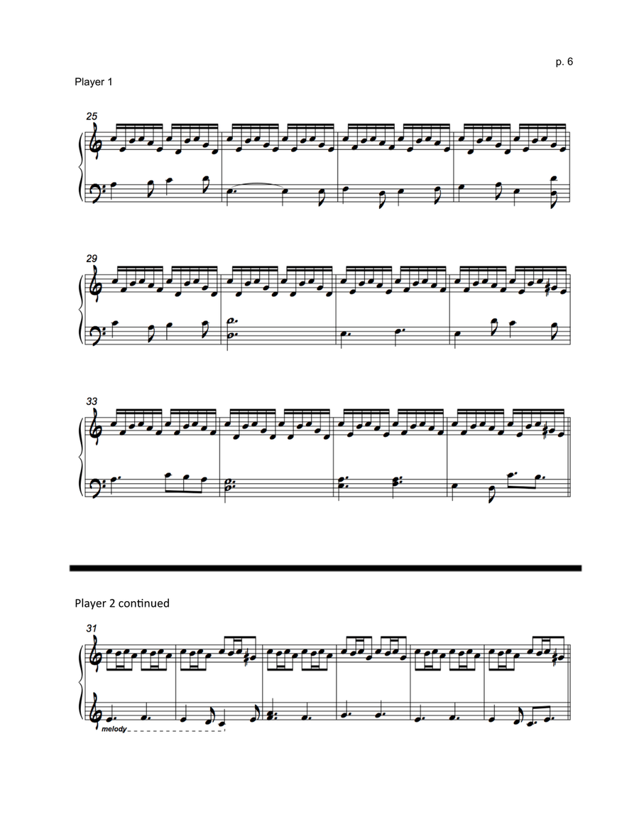 Carol of the Bells / God Rest Ye Merry Gentlemen - 1 Piano, Six Hands Piano Trio scores gallery preview page 6