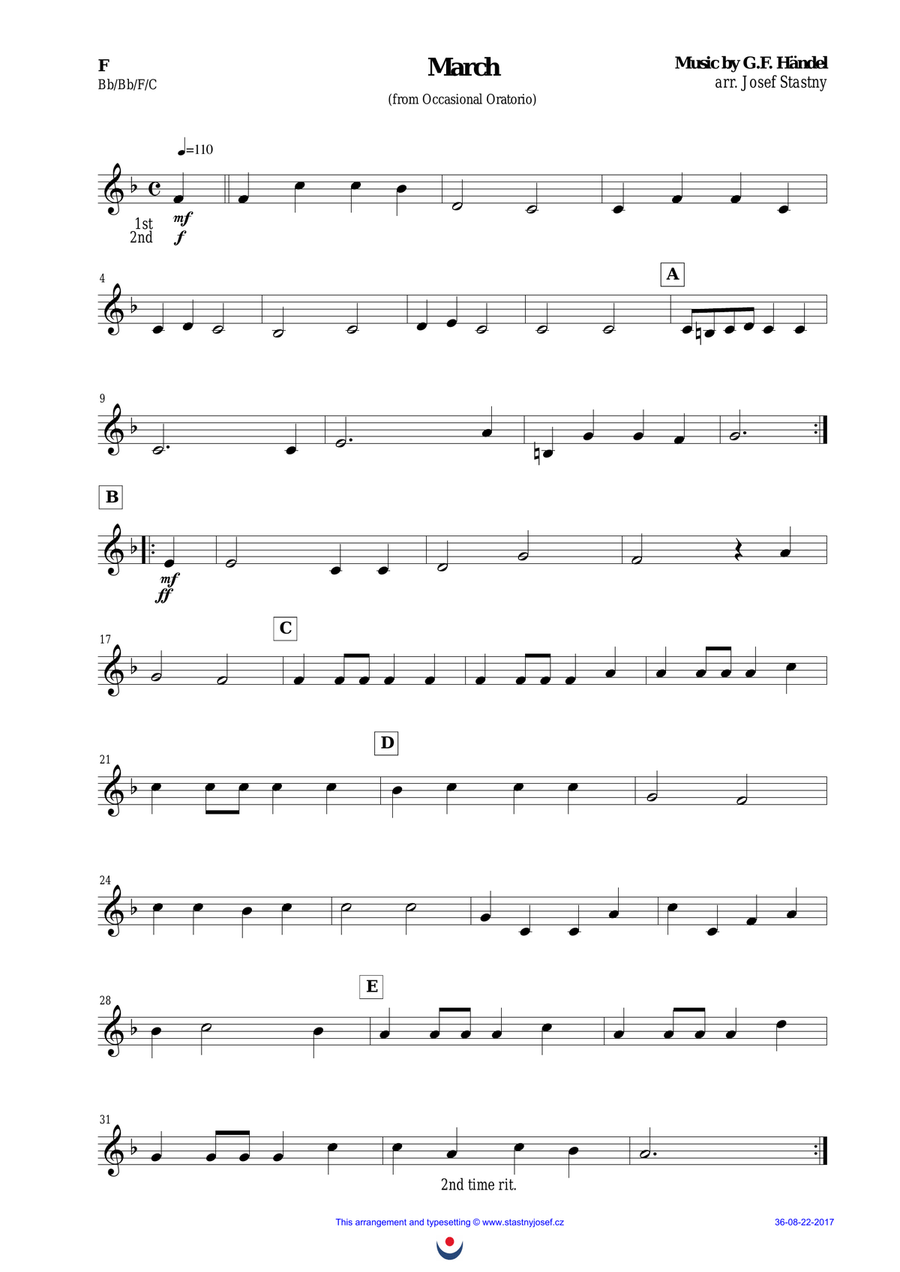 March (Occasional Oratorio) Brass Ensemble scores gallery preview page 4
