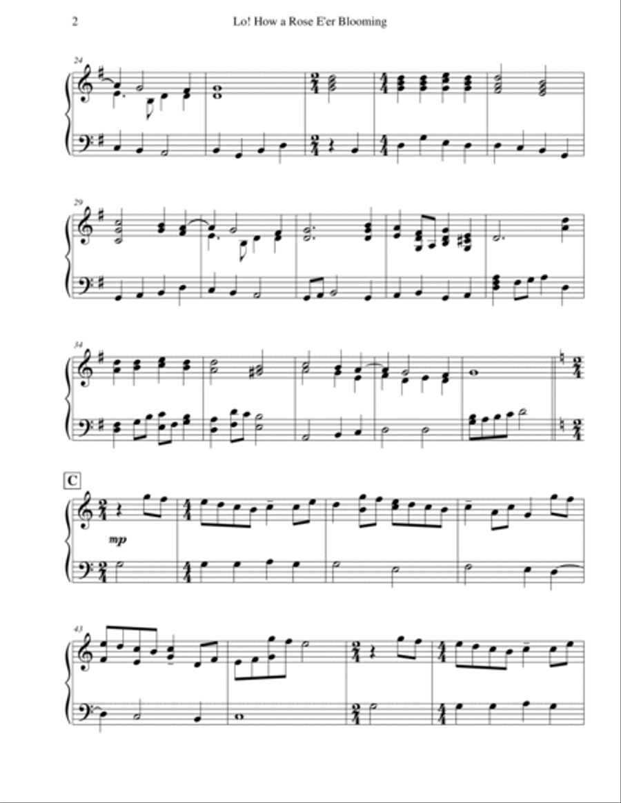 Lo! How a Rose E'er Blooming Piano Solo scores gallery preview page 2