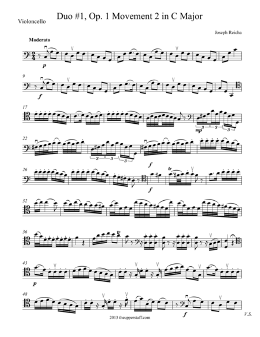 Duo #1, Op. 1 Movement 2 in C Major String Duet scores gallery preview page 1