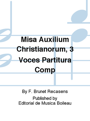 Misa Auxilium Christianorum, 3 Voces Partitura Comp