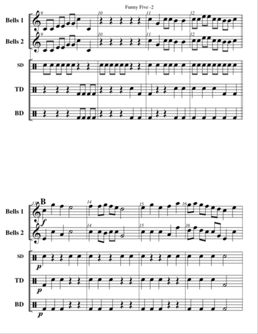 Funny Five Percussion Ensemble scores gallery preview page 3