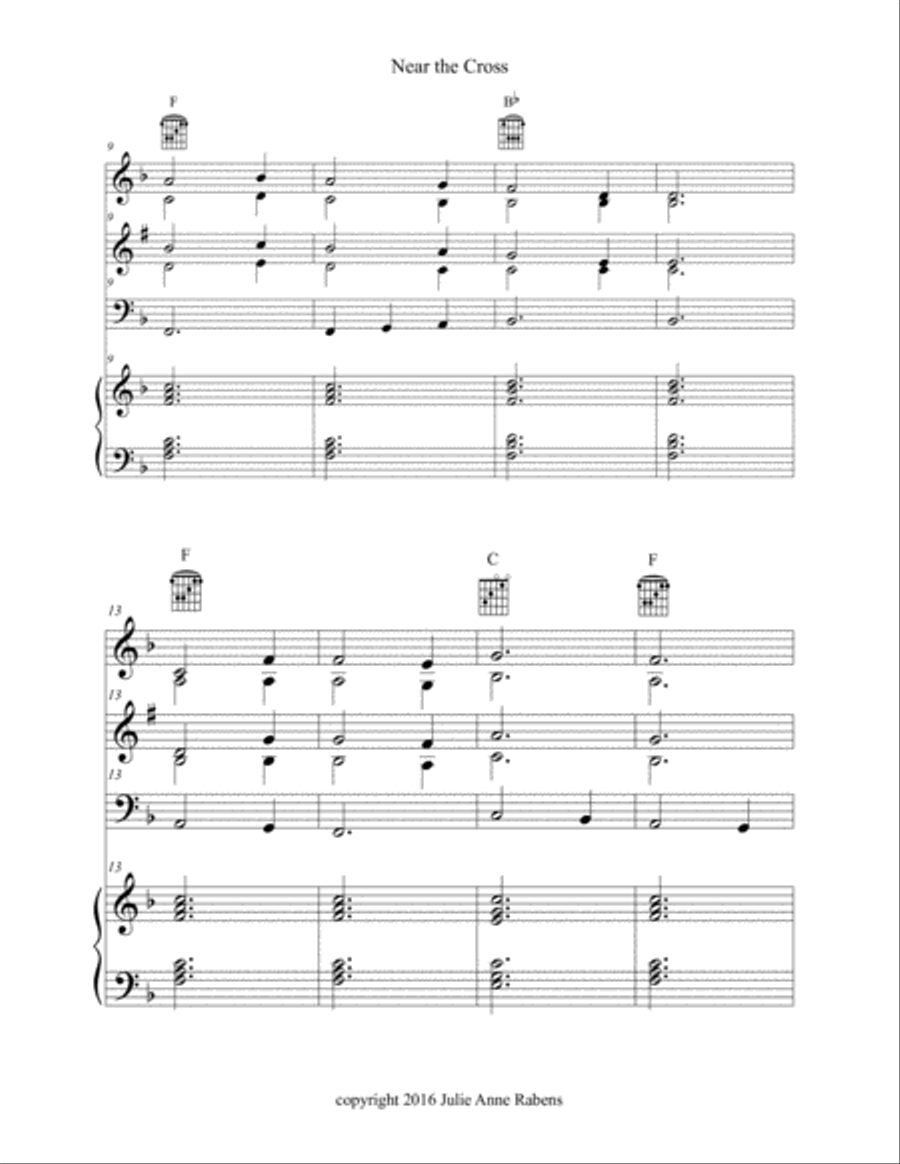 Near the Cross in F major for easy ensemble Large Ensemble scores gallery preview page 3