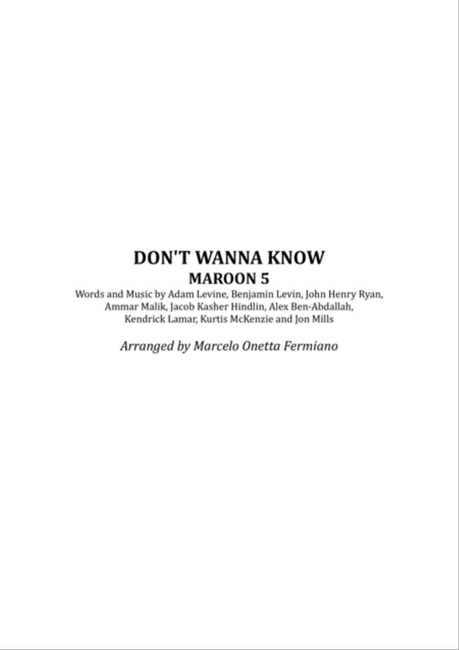 Don't Wanna Know Don't Wanna Know String Quartet scores gallery preview page 3