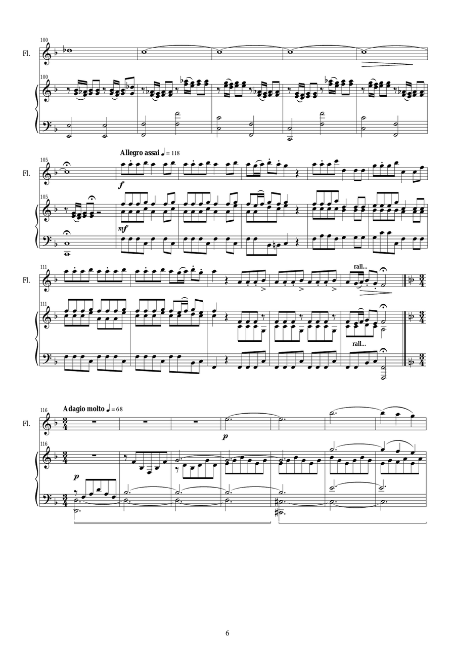 Vivaldi - Concerto in F major 'Autumn' RV 293 Op.8 No.3 Flute and Piano Flute Solo scores gallery preview page 6
