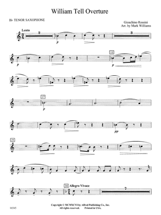 William Tell Overture: B-flat Tenor Saxophone