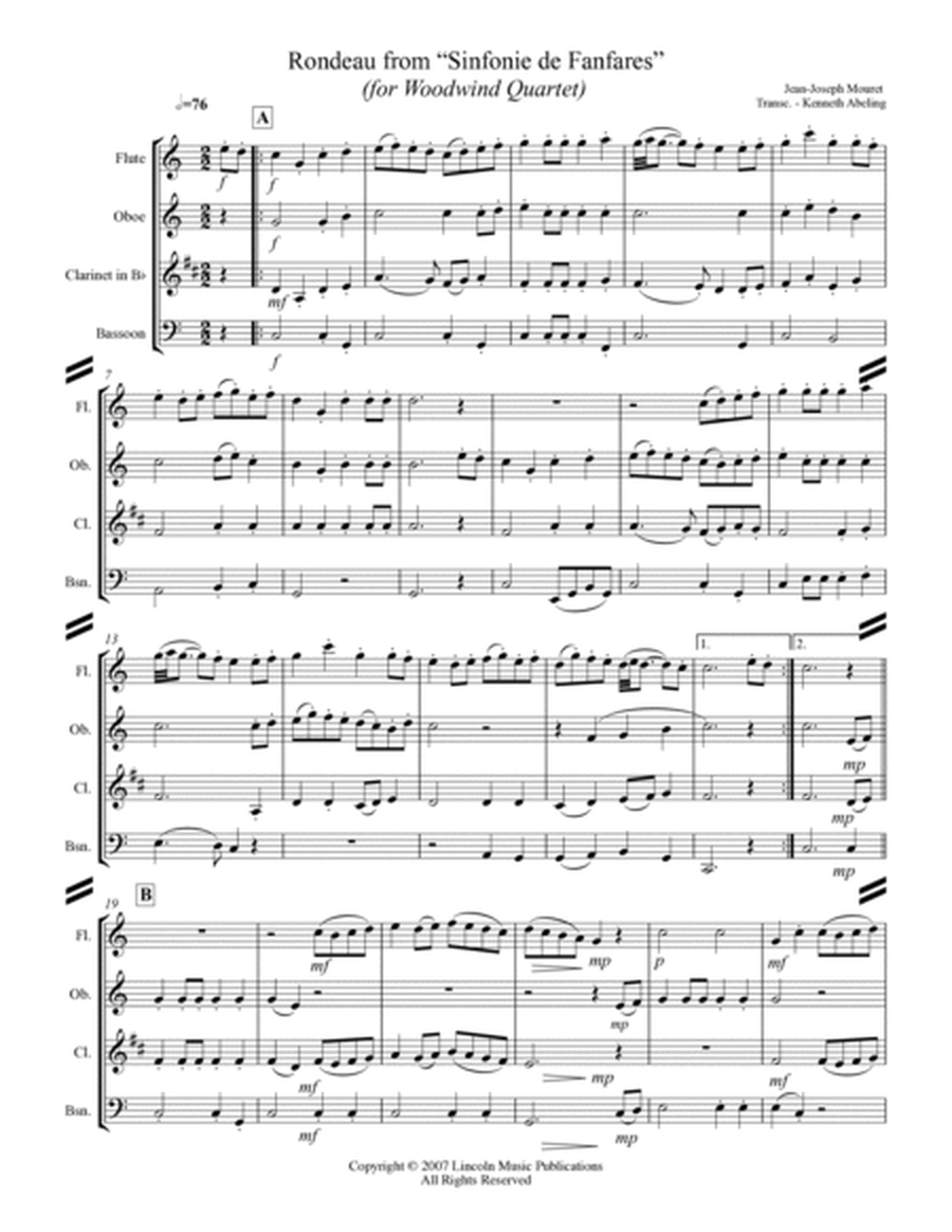 Rondeau from “Sinfonie de Fanfares” (for Woodwind Quartet) image number null