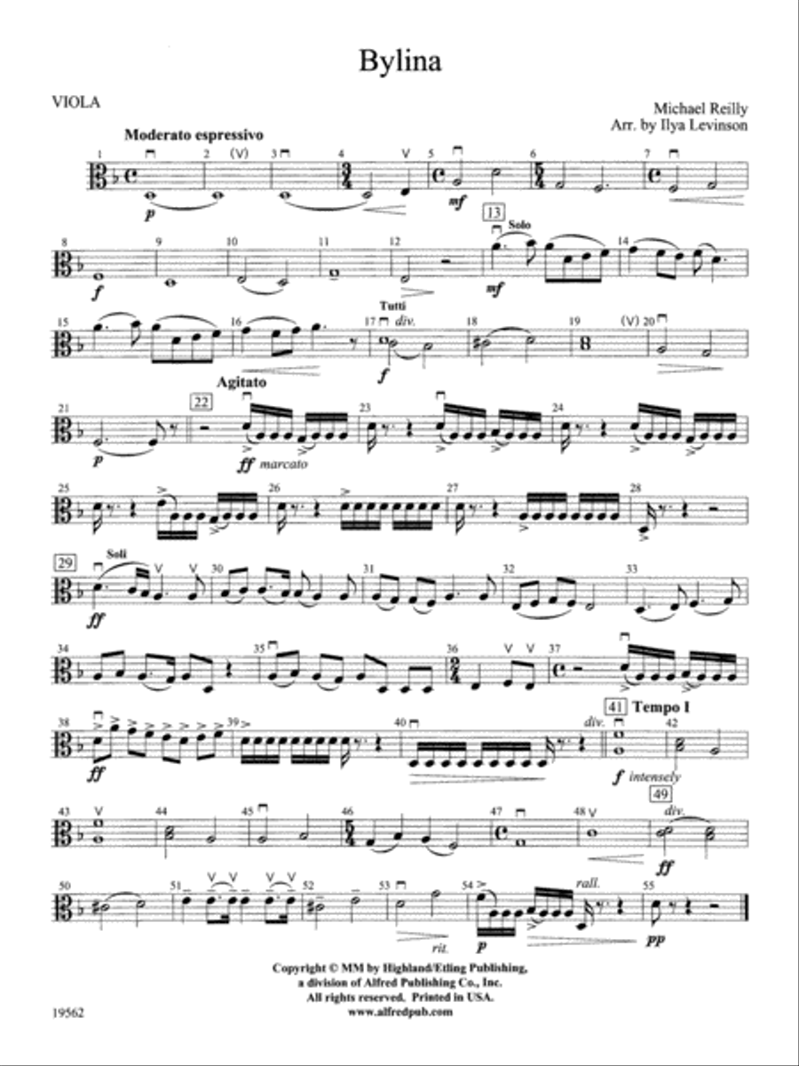 Bylina: Viola Bylina: Viola String Orchestra scores gallery preview page 1