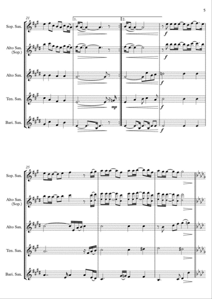 Grown-Up Christmas List Saxophone Quartet scores gallery preview page 5