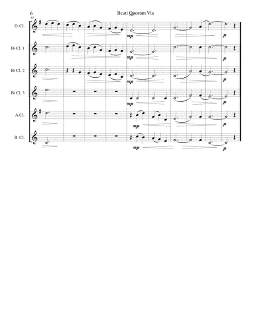 Beati Quorum Via for clarinet sextet or clarinet choir (E flat, 3 B flats, Alto, Bass) image number null