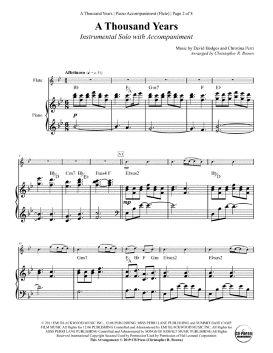 A Thousand Years Flute Solo scores gallery preview page 2