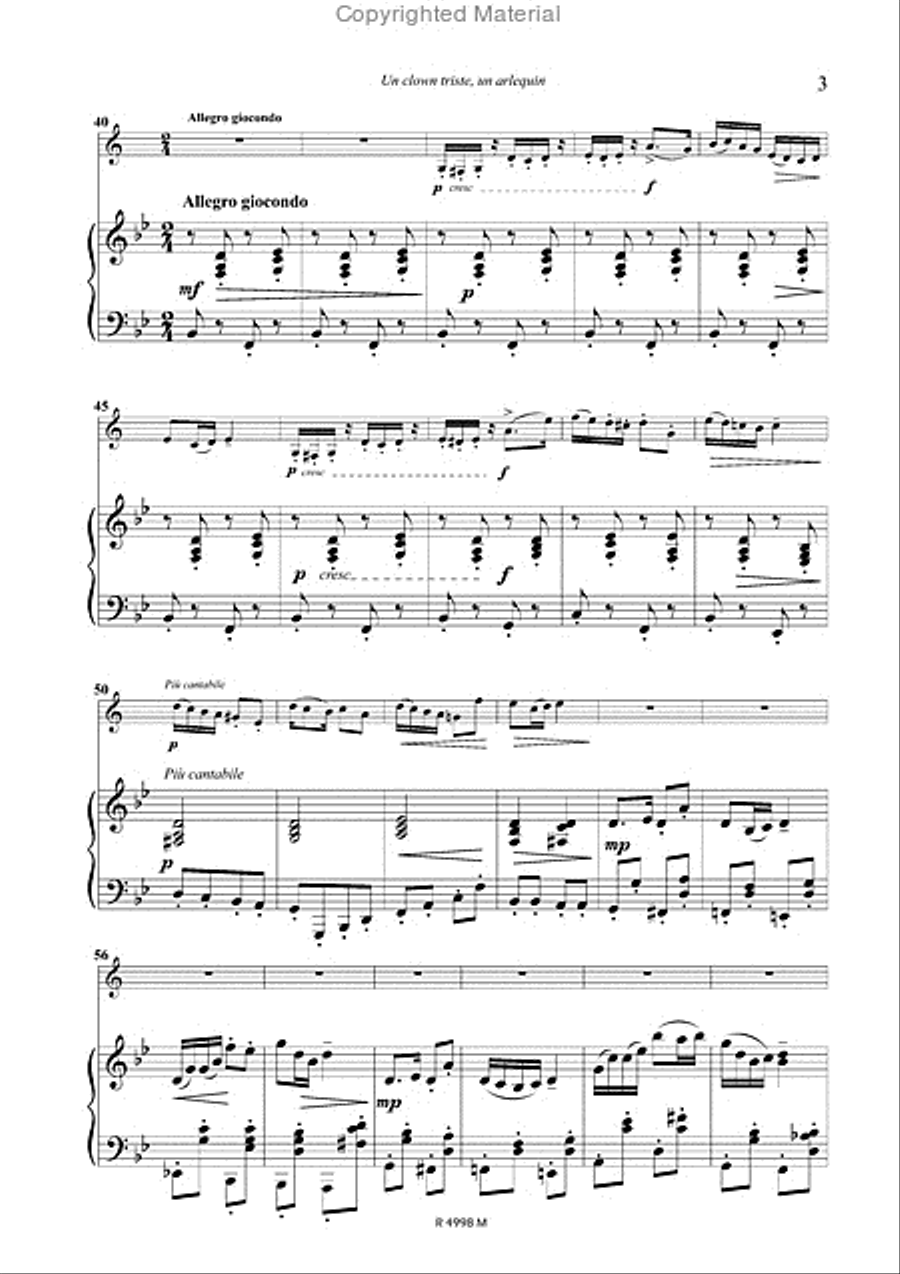 Un clown triste, un arlequin Clarinet Solo scores gallery preview page 4