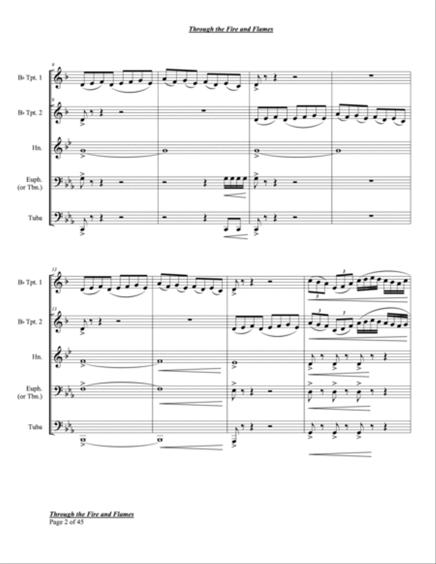 Through The Fire And Flames Euphonium scores gallery preview page 4