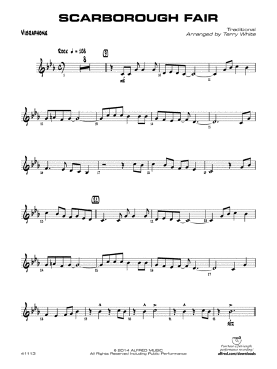 Scarborough Fair: Vibraphone Jazz Ensemble scores gallery preview page 1