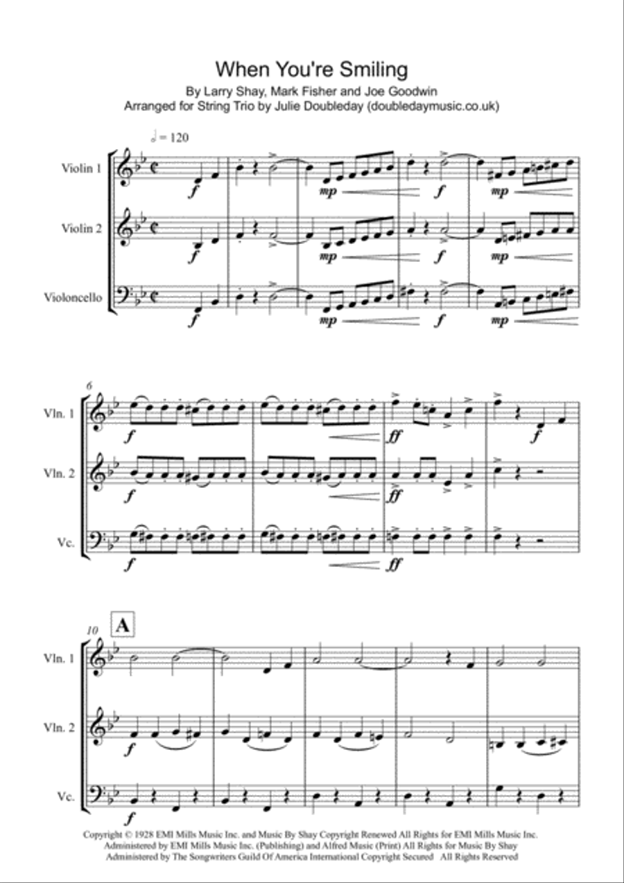 When You're Smiling (the Whole World Smiles With You) String Trio scores gallery preview page 1