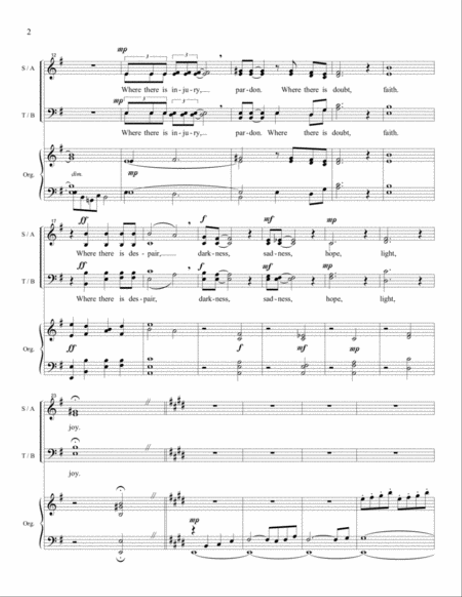 Prayer of St. Francis (SATB) 4-Part scores gallery preview page 2
