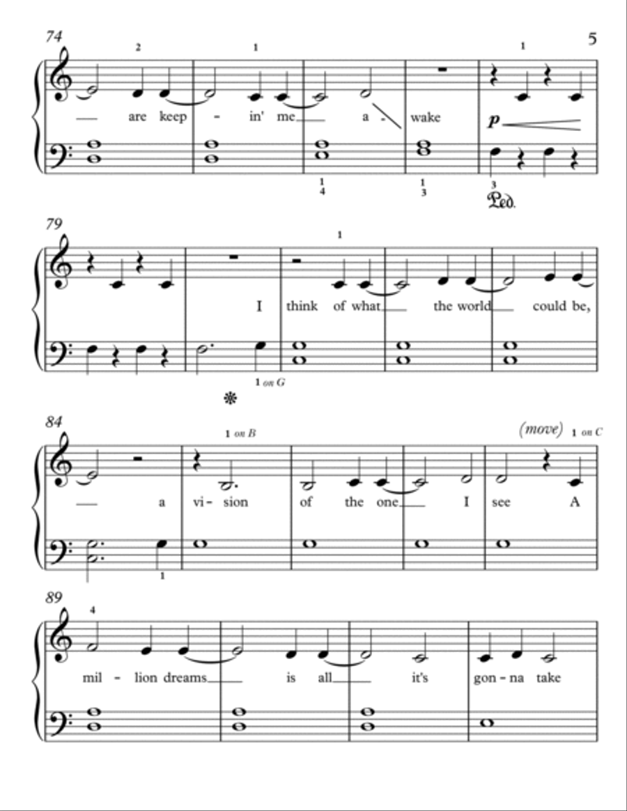 A Million Dreams Easy Piano scores gallery preview page 5
