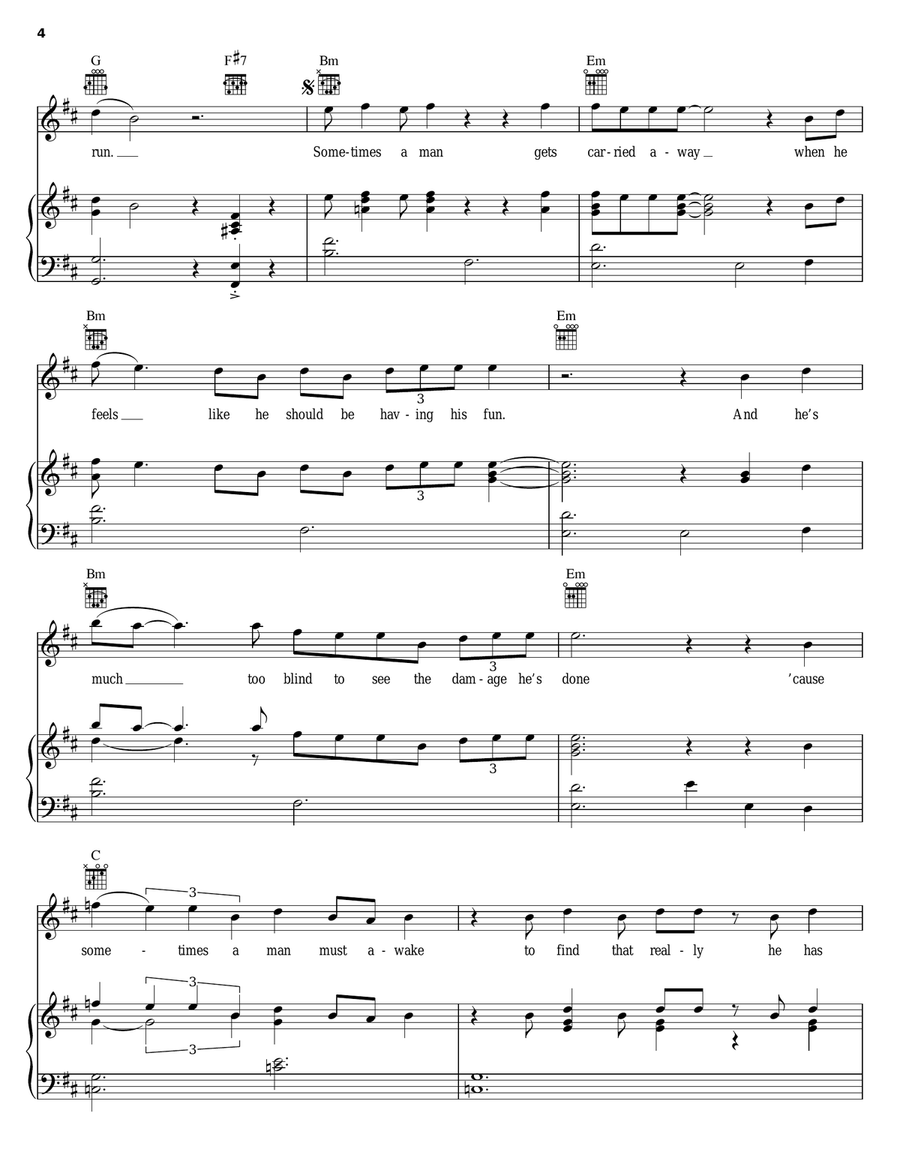 Lover, You Should've Come Over Piano, Vocal, Guitar scores gallery preview page 4