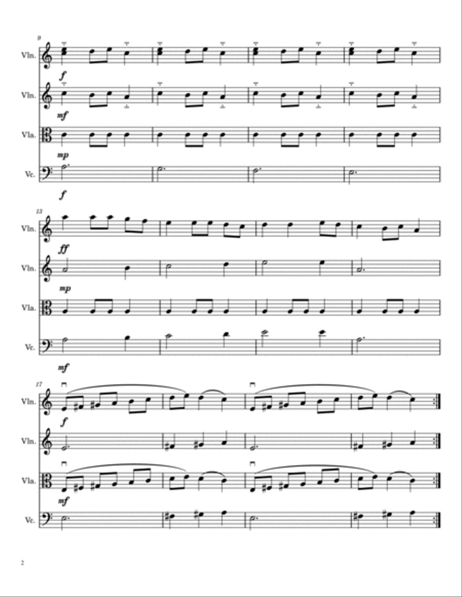 Carol Of The Bells/god Rest Ye Merry Gentlemen String Quartet scores gallery preview page 2