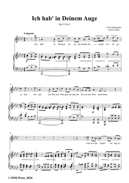 Clara Schumann-Ich hab' in Deinem Auge,Op.13 No.5,in A flat Major