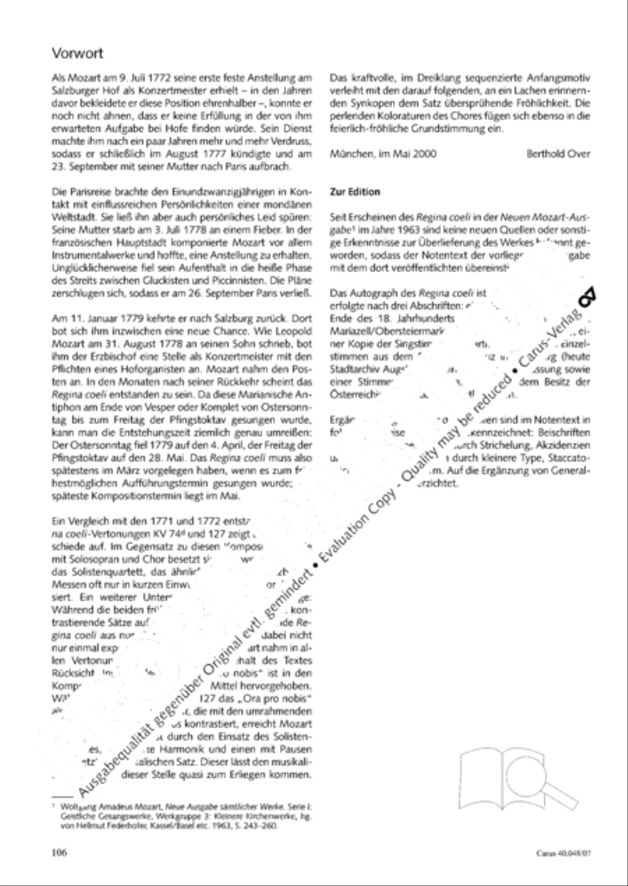 Regina coeli in B-Flat Major, K. 127 4-Part scores gallery preview page 107