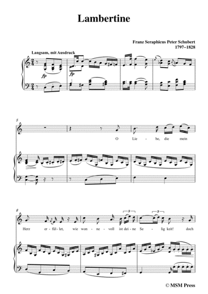 Schubert-Lambertine,in C Major,for Voice&Piano image number null