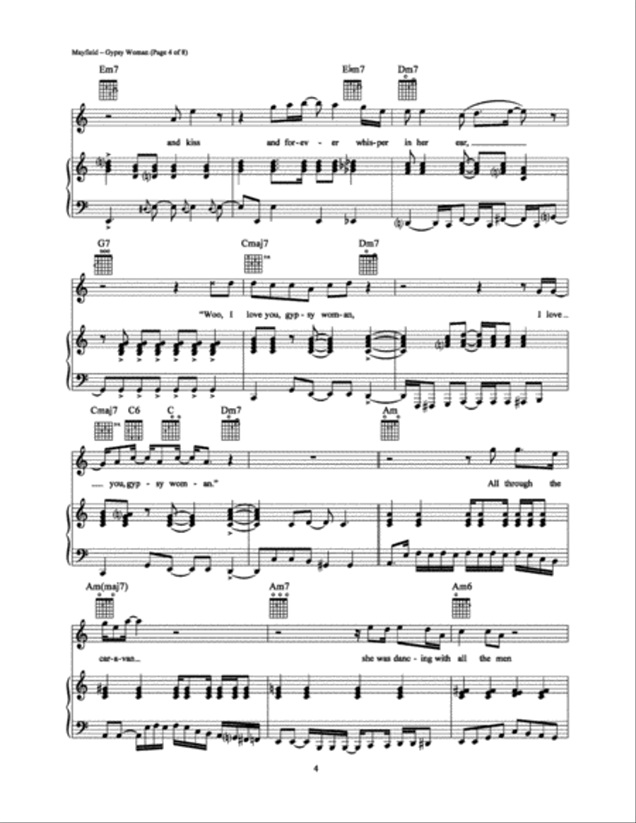 Gypsy Woman Piano, Vocal, Guitar scores gallery preview page 4
