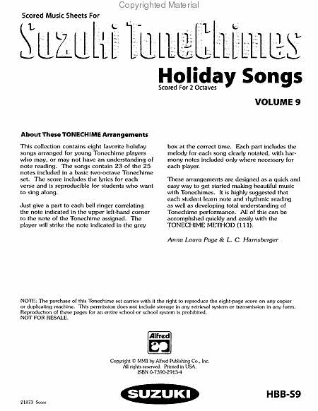 Suzuki Tonechimes, Volume 9