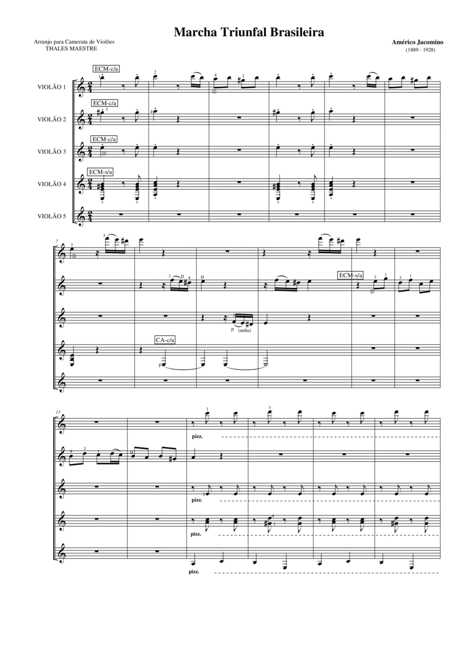 Marcha Triunfal Brasileira Guitar Ensemble scores gallery preview page 1