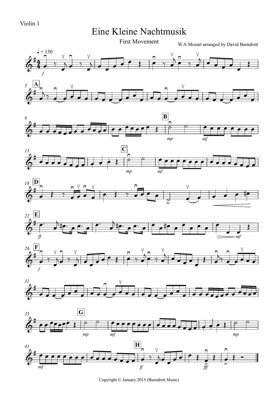 Eine Kleine Nachtmusik (1st movement) for String Orchestra String Quartet scores gallery preview page 5