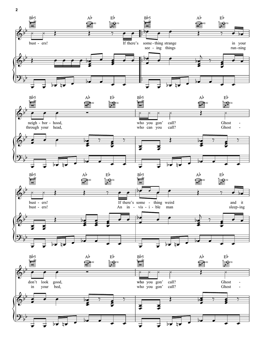 Ghostbusters Piano, Vocal, Guitar scores gallery preview page 2
