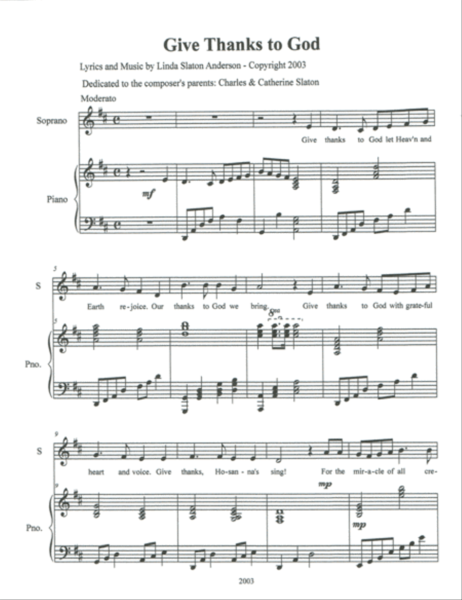 Give Thanks to God Give Thanks to God Voice scores gallery preview page 1