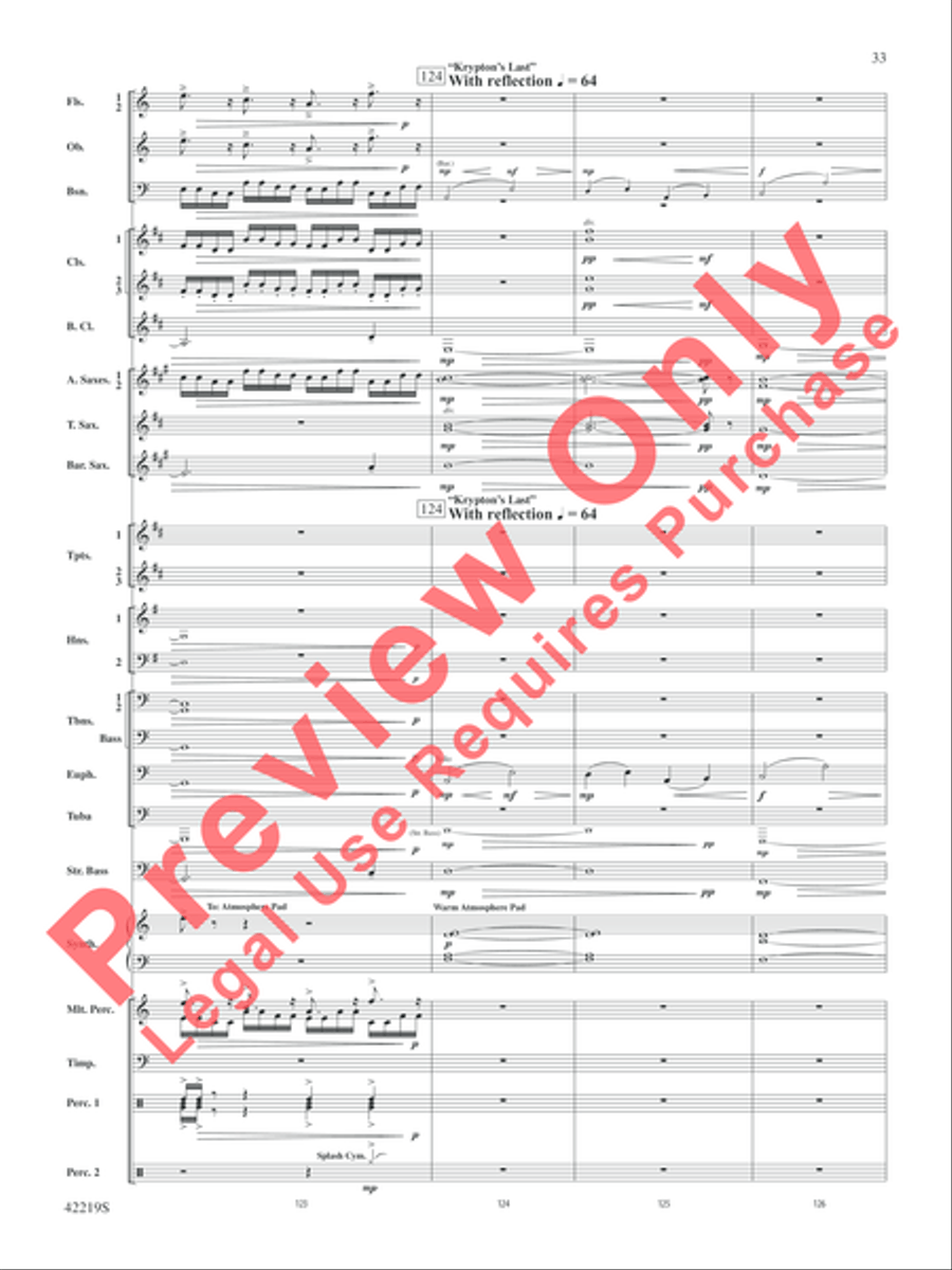 Man of Steel, Suite from Concert Band scores gallery preview page 34