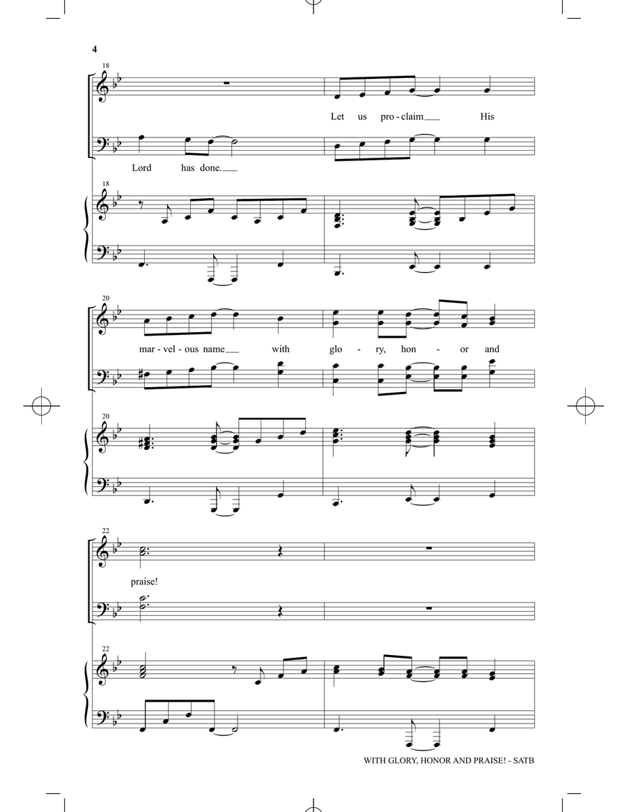 With Glory, Honor And Praise! 4-Part scores gallery preview page 3
