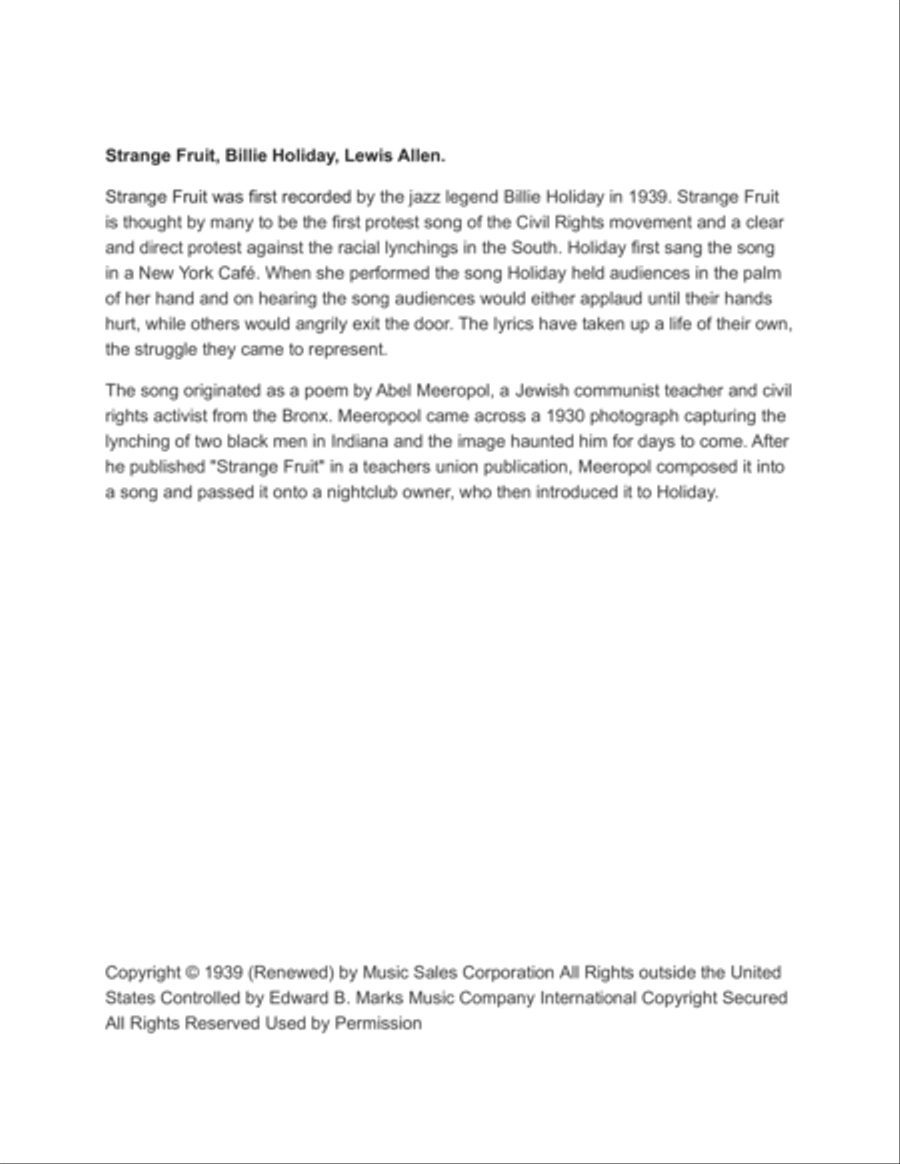 Strange Fruit Trumpet Solo scores gallery preview page 2